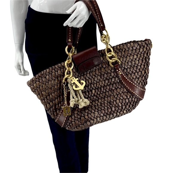 Juicy Couture Handbags - Juicy Couture Tote Bag Corn Husk Goat Leather Lined Beach Summer Vacation Big